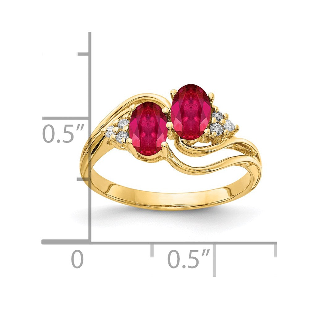 14k Yellow Gold 6x4mm Oval Ruby VS Diamond ring