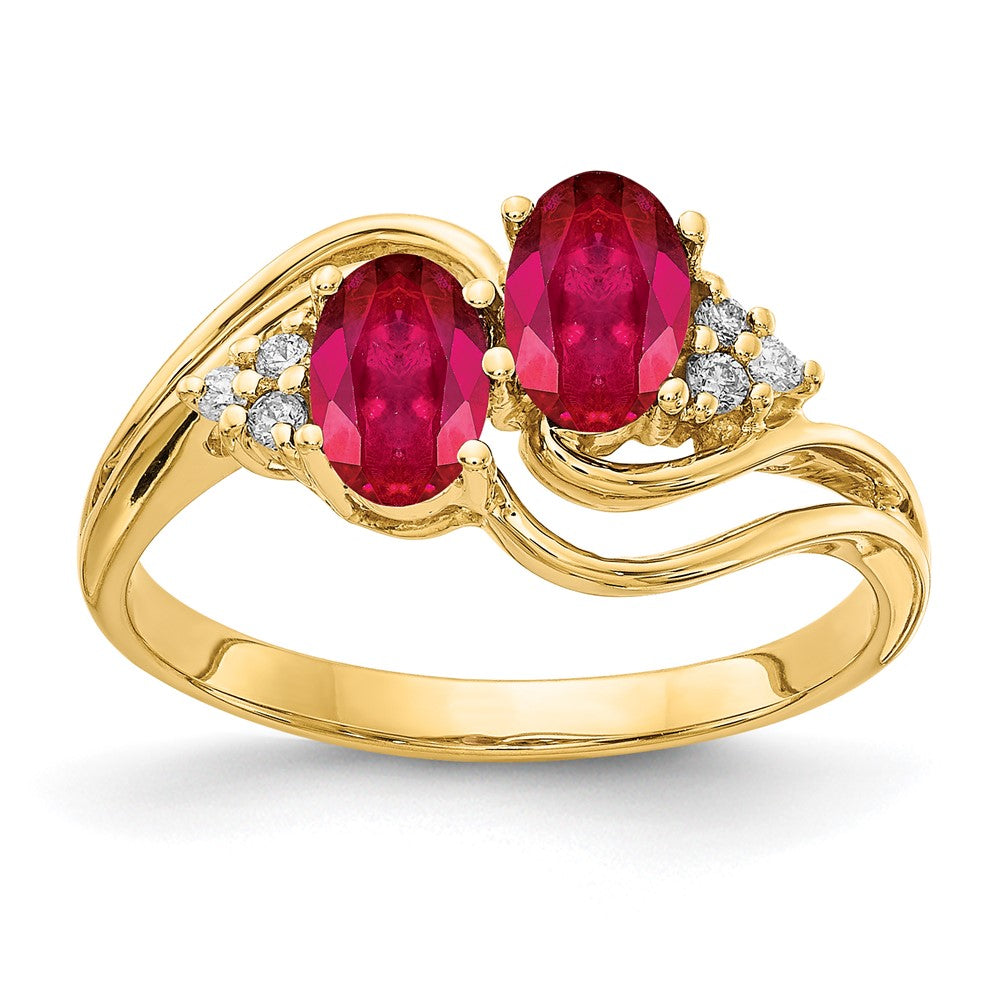 14k Yellow Gold 6x4mm Oval Ruby VS Diamond ring