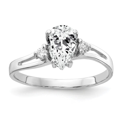 14k White Gold 7x5mm Pear Cubic Zirconia VS Diamond ring