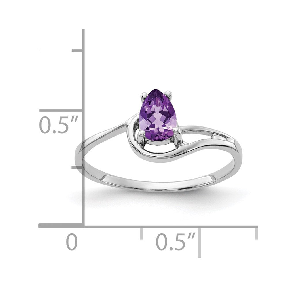 14k White Gold 6x4mm Pear Amethyst ring