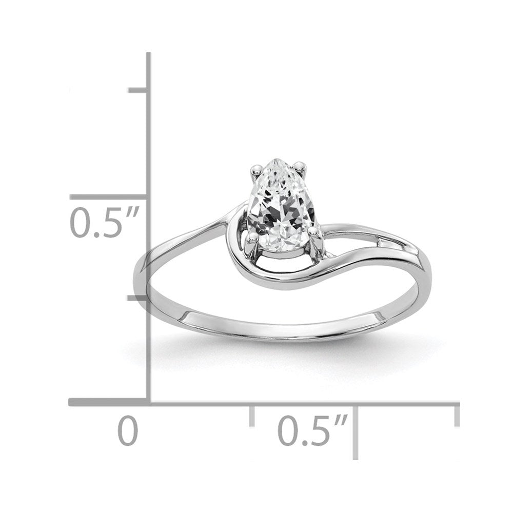 14k White Gold 6x4mm Pear Cubic Zirconia ring