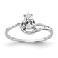 14k White Gold 6x4mm Pear Cubic Zirconia ring