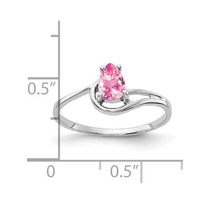 14k White Gold 6x4mm Pear Pink Tourmaline Ring