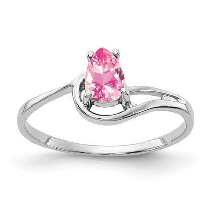 14k White Gold 6x4mm Pear Pink Tourmaline Ring