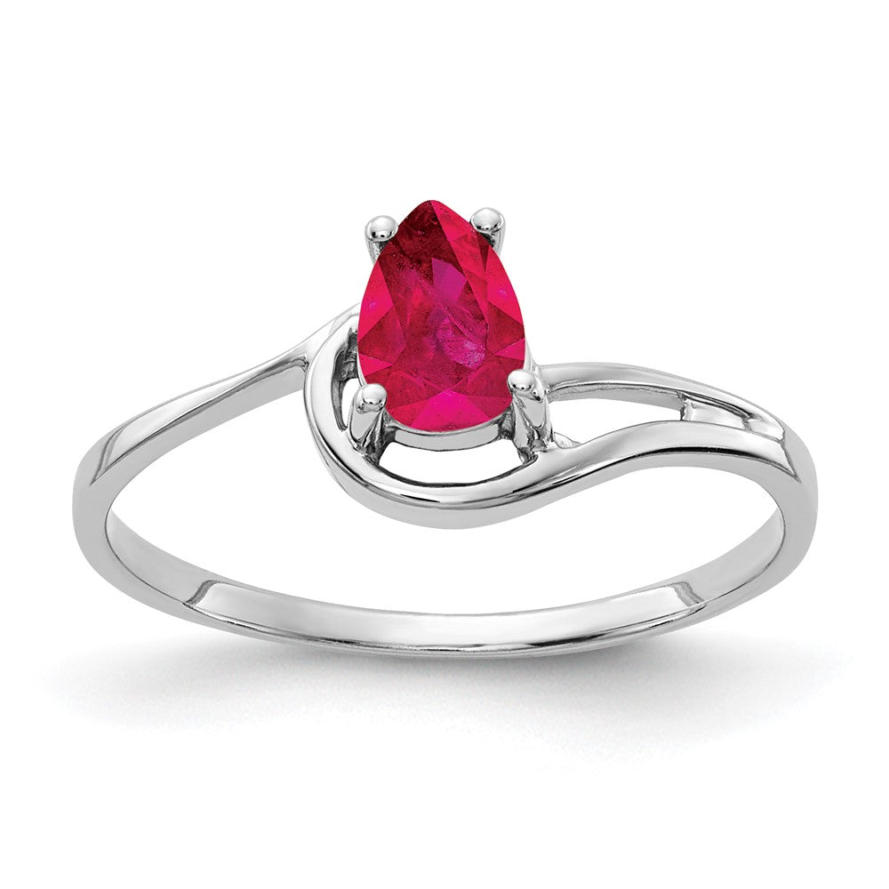 14k White Gold 6x4mm Pear Ruby ring