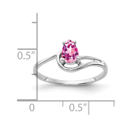 14k White Gold 6x4mm Pear Pink Sapphire Ring