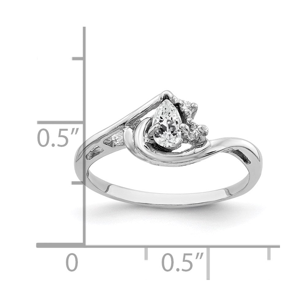 14k White Gold 5x3mm Pear Cubic Zirconia A Real Diamond ring