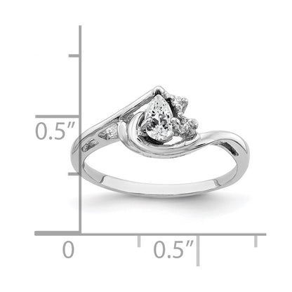 14k White Gold 5x3mm Pear Cubic Zirconia A Real Diamond ring