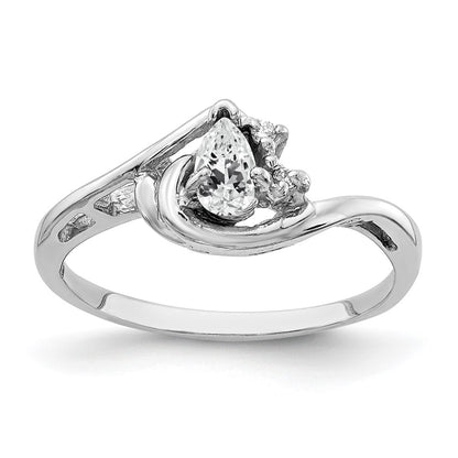 14k White Gold 5x3mm Pear Cubic Zirconia A Real Diamond ring