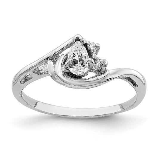 14k White Gold 5x3mm Pear Cubic Zirconia A Real Diamond ring