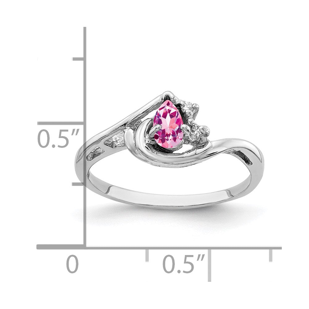 14k White Gold 5x3mm Pear Pink Sapphire A Real Diamond ring
