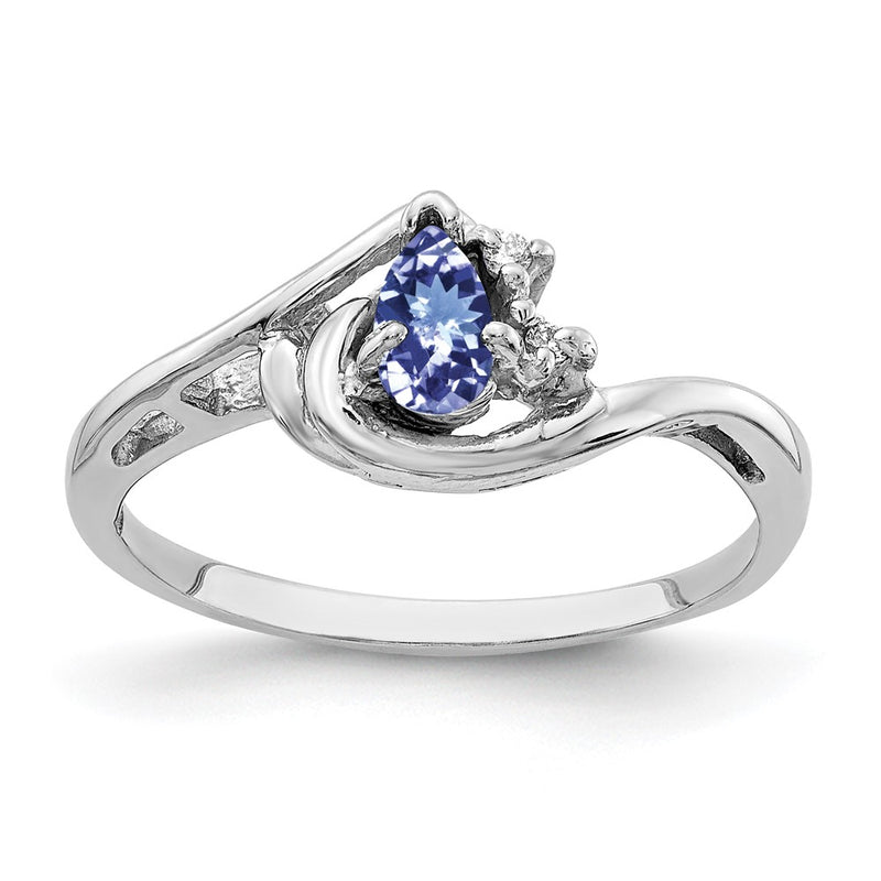 14k White Gold 5x3mm Pear Tanzanite AAA Diamond ring
