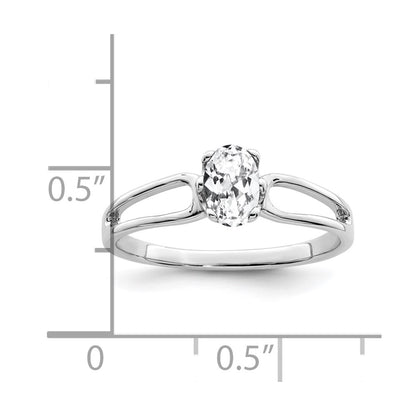 14k White Gold 6x4mm Oval Cubic Zirconia ring