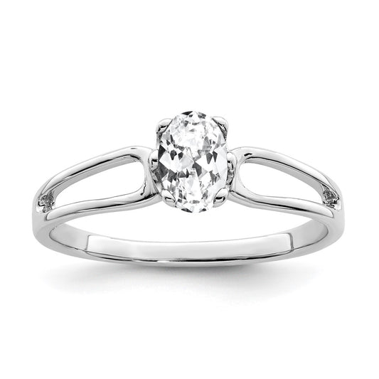 14k White Gold 6x4mm Oval Cubic Zirconia ring
