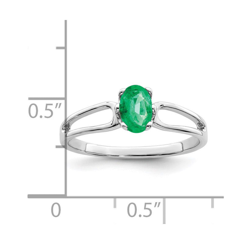 14k White Gold 6x4mm Oval Emerald ring