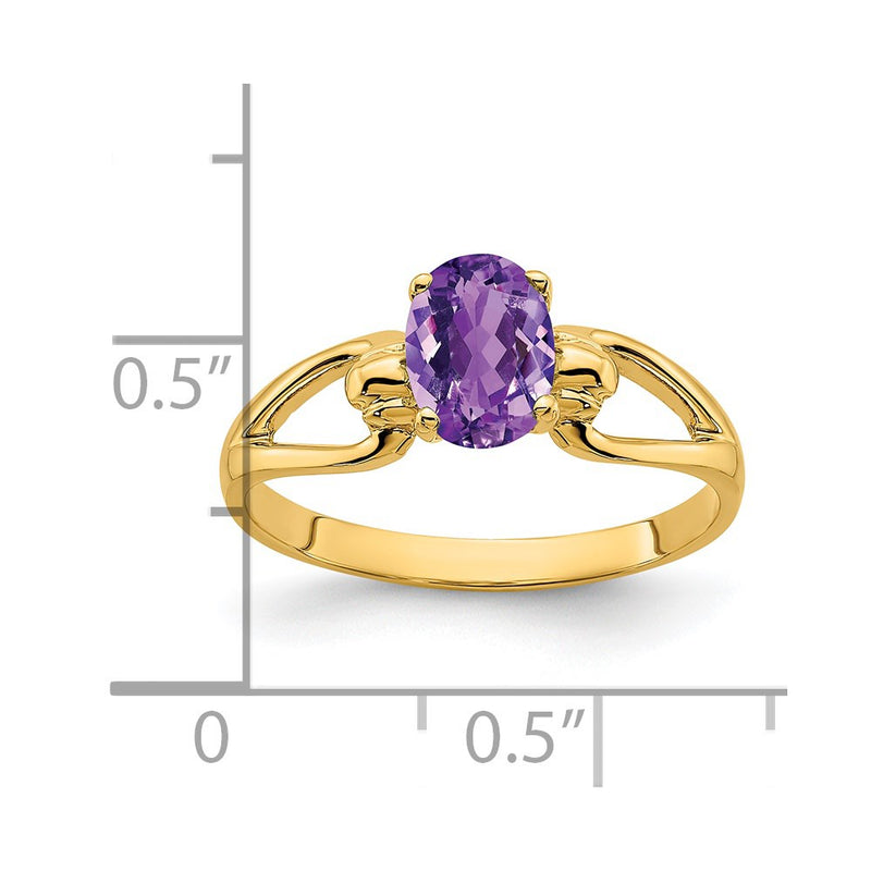 14K Yellow Gold 7x5mm Oval Amethyst ring