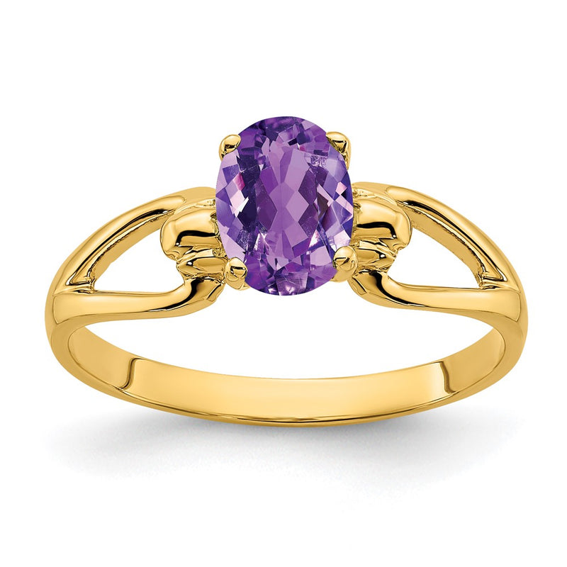 14K Yellow Gold 7x5mm Oval Amethyst ring