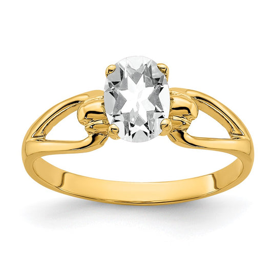 14K Yellow Gold 7x5mm Oval Cubic Zirconia ring