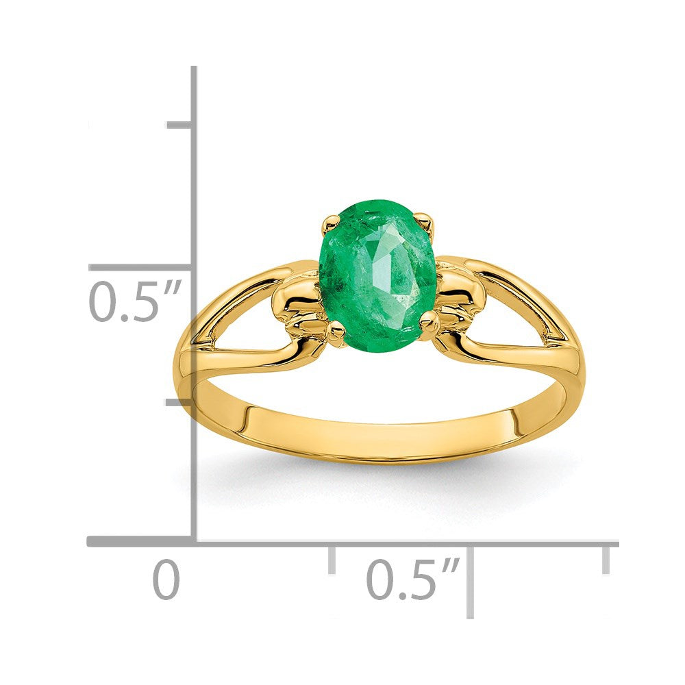 14K Yellow Gold 7x5mm Oval Emerald ring