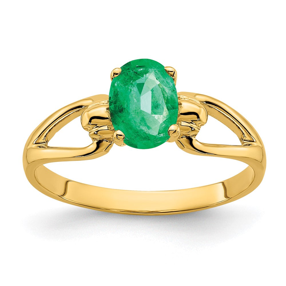 14K Yellow Gold 7x5mm Oval Emerald ring
