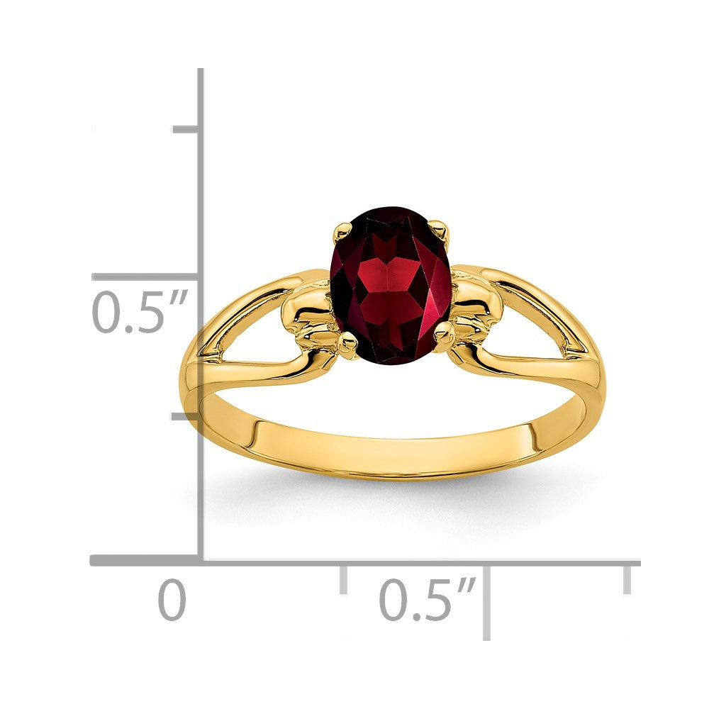 14K Yellow Gold 7x5mm Oval Garnet ring