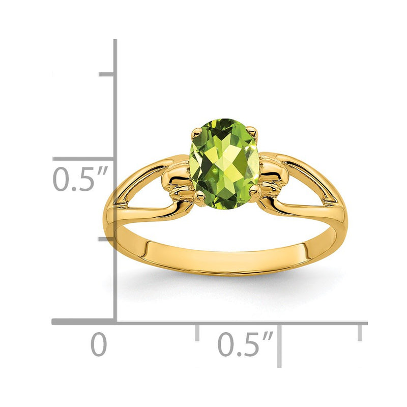 14K Yellow Gold 7x5mm Oval Peridot ring