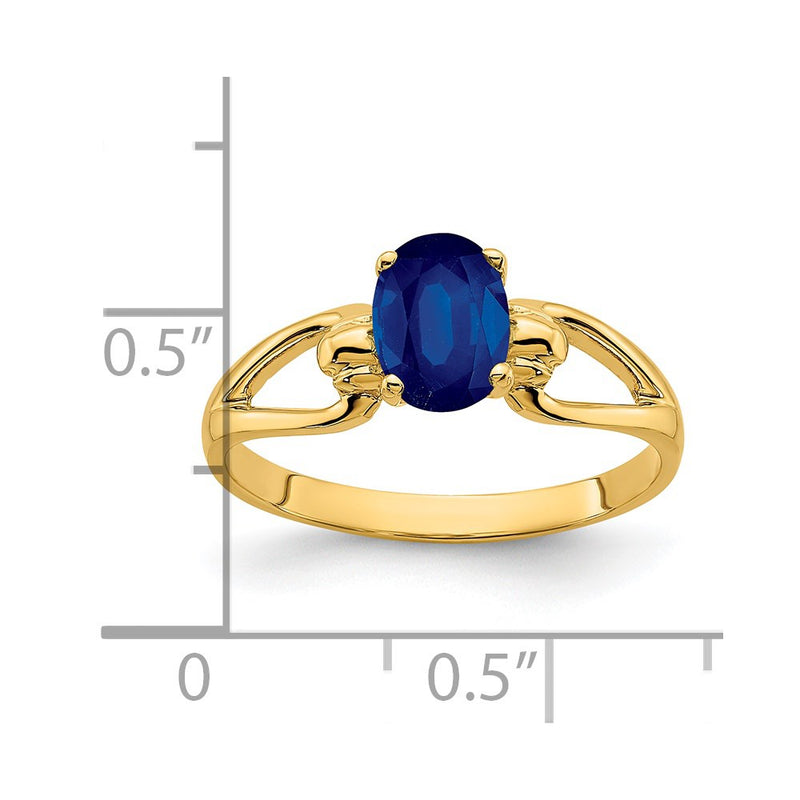 14K Yellow Gold 7x5mm Oval Sapphire ring