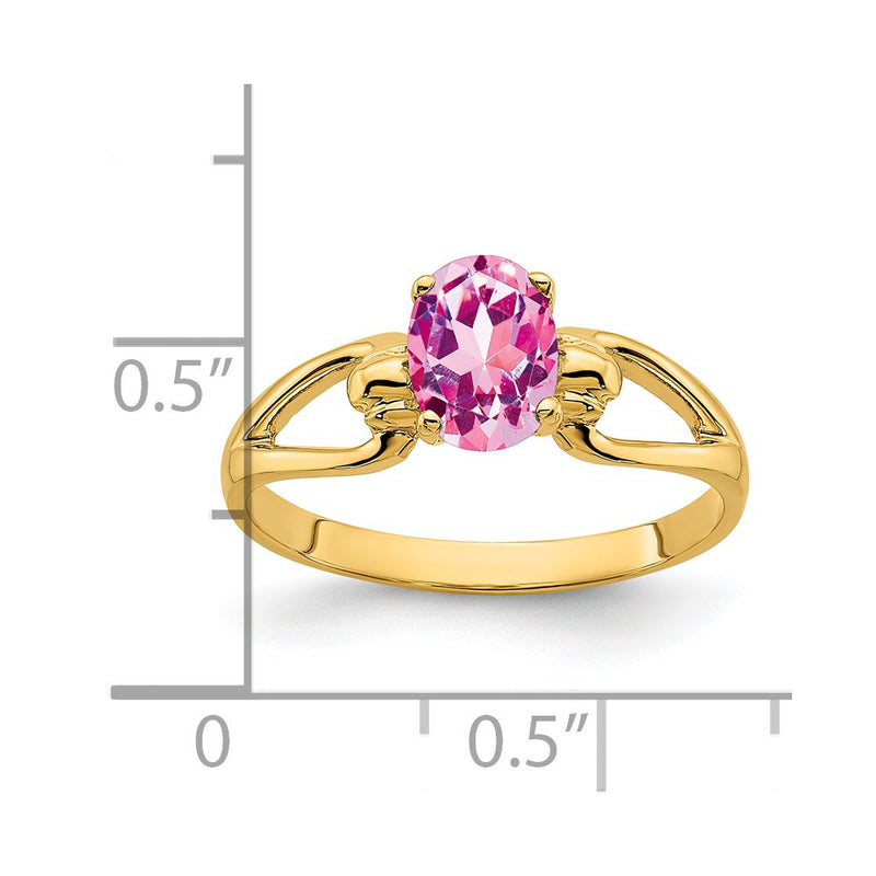 14K Yellow Gold 7x5mm Oval Pink Sapphire ring