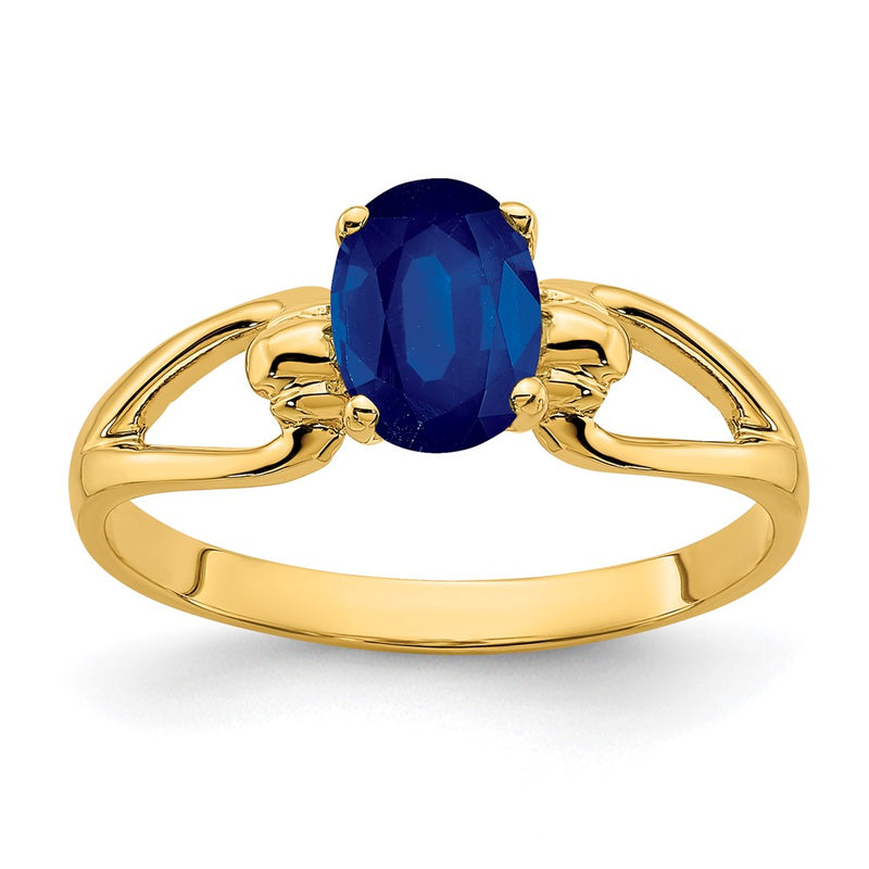 14K Yellow Gold 7x5mm Oval Sapphire ring