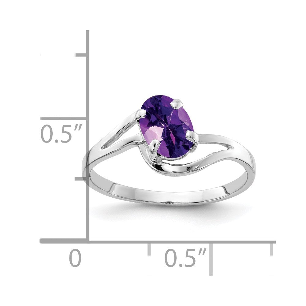 14k White Gold 7x5mm Oval Amethyst ring