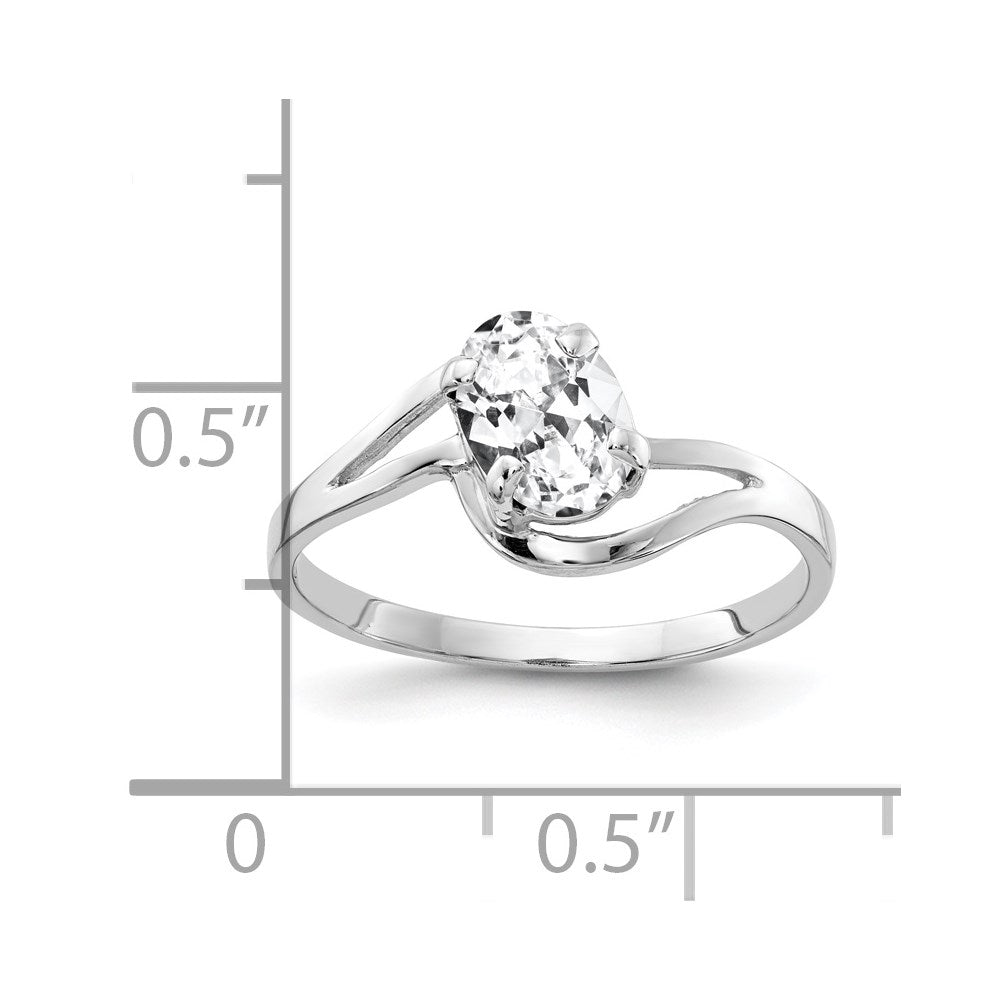 14k White Gold 7x5mm Oval Cubic Zirconia ring