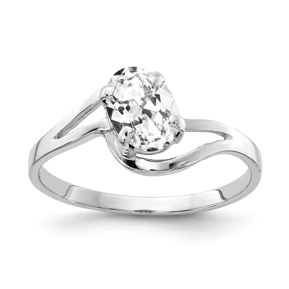 14k White Gold 7x5mm Oval Cubic Zirconia ring