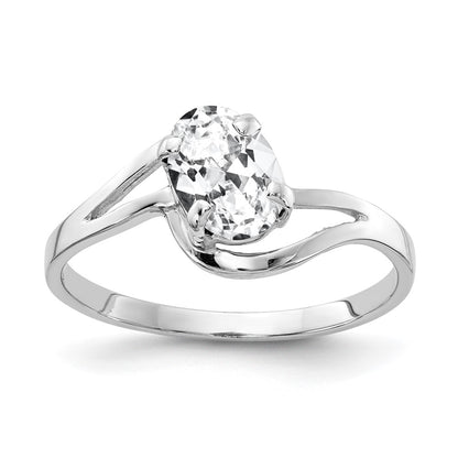 14k White Gold 7x5mm Oval Cubic Zirconia ring