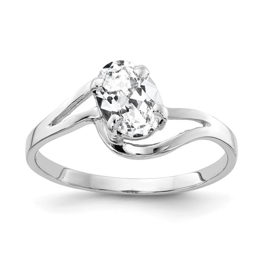 14k White Gold 7x5mm Oval Cubic Zirconia ring