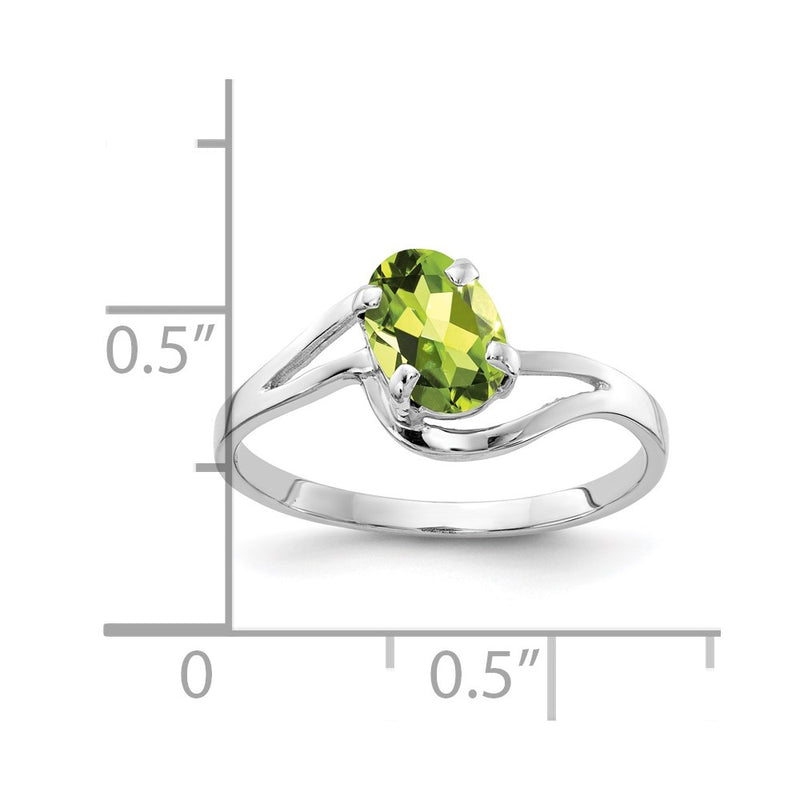 14k White Gold 7x5mm Oval Peridot ring
