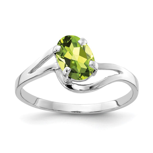 14k White Gold 7x5mm Oval Peridot ring