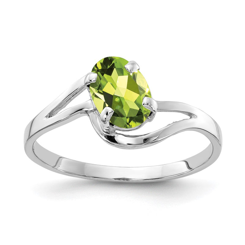 14k White Gold 7x5mm Oval Peridot ring