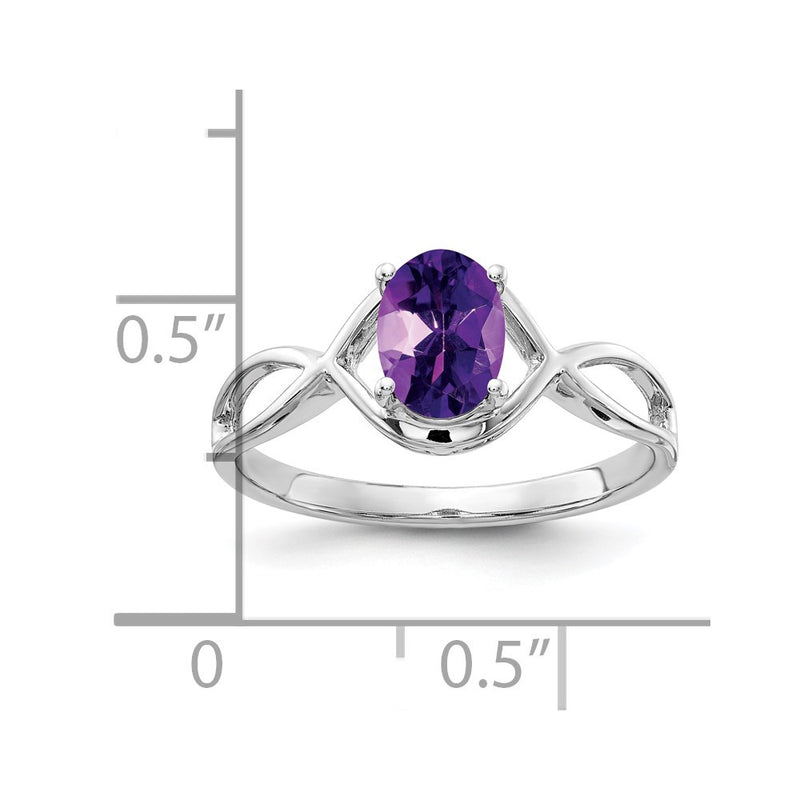 14k White Gold 7x5mm Oval Amethyst Ring