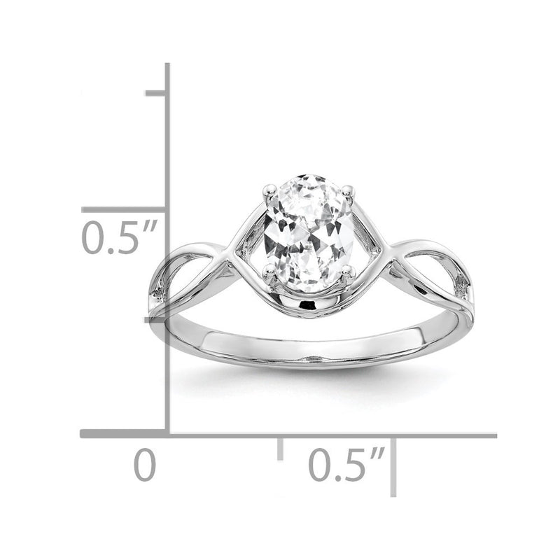 14k White Gold 7x5mm Oval Cubic Zirconia Ring