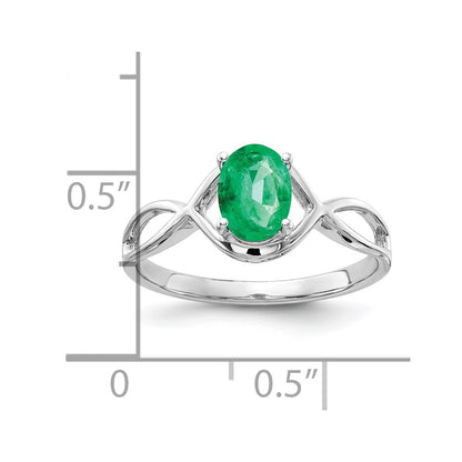14k White Gold 7x5mm Oval Emerald Ring