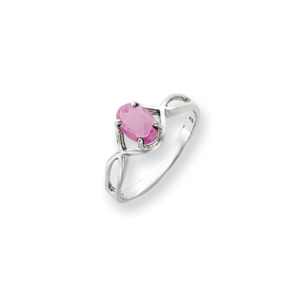 14k White Gold 7x5mm Oval Pink Tourmaline ring