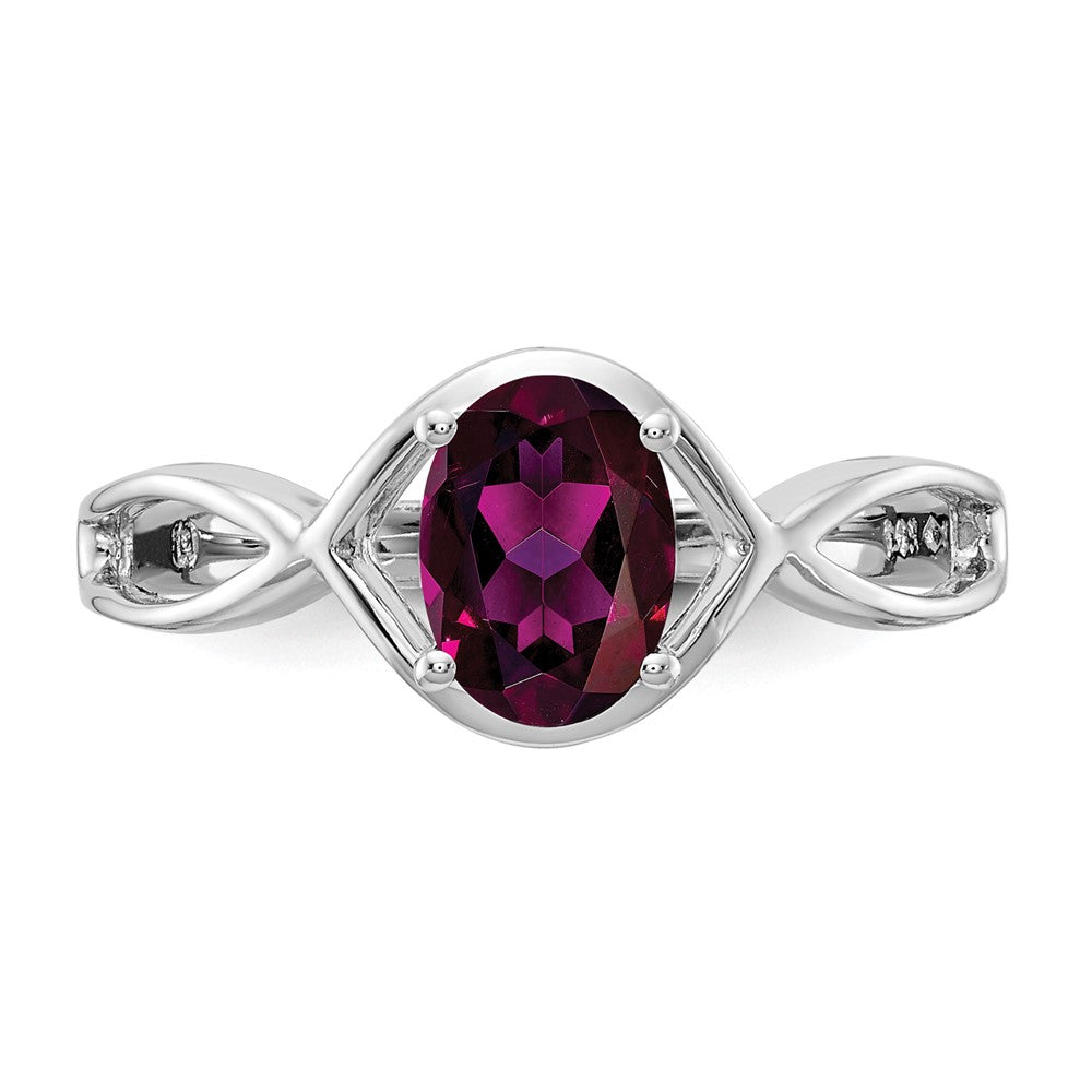 14k White Gold 7x5mm Oval Rhodolite Garnet Ring