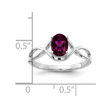 14k White Gold 7x5mm Oval Rhodolite Garnet Ring