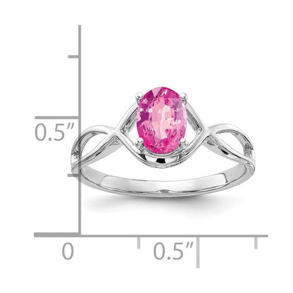 14k White Gold 7x5mm Oval Pink Sapphire Ring