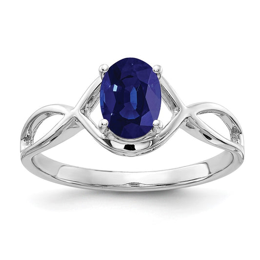 14k White Gold 7x5mm Oval Sapphire Ring