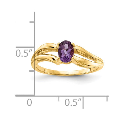 14K Yellow Gold 6x4mm Oval Amethyst ring