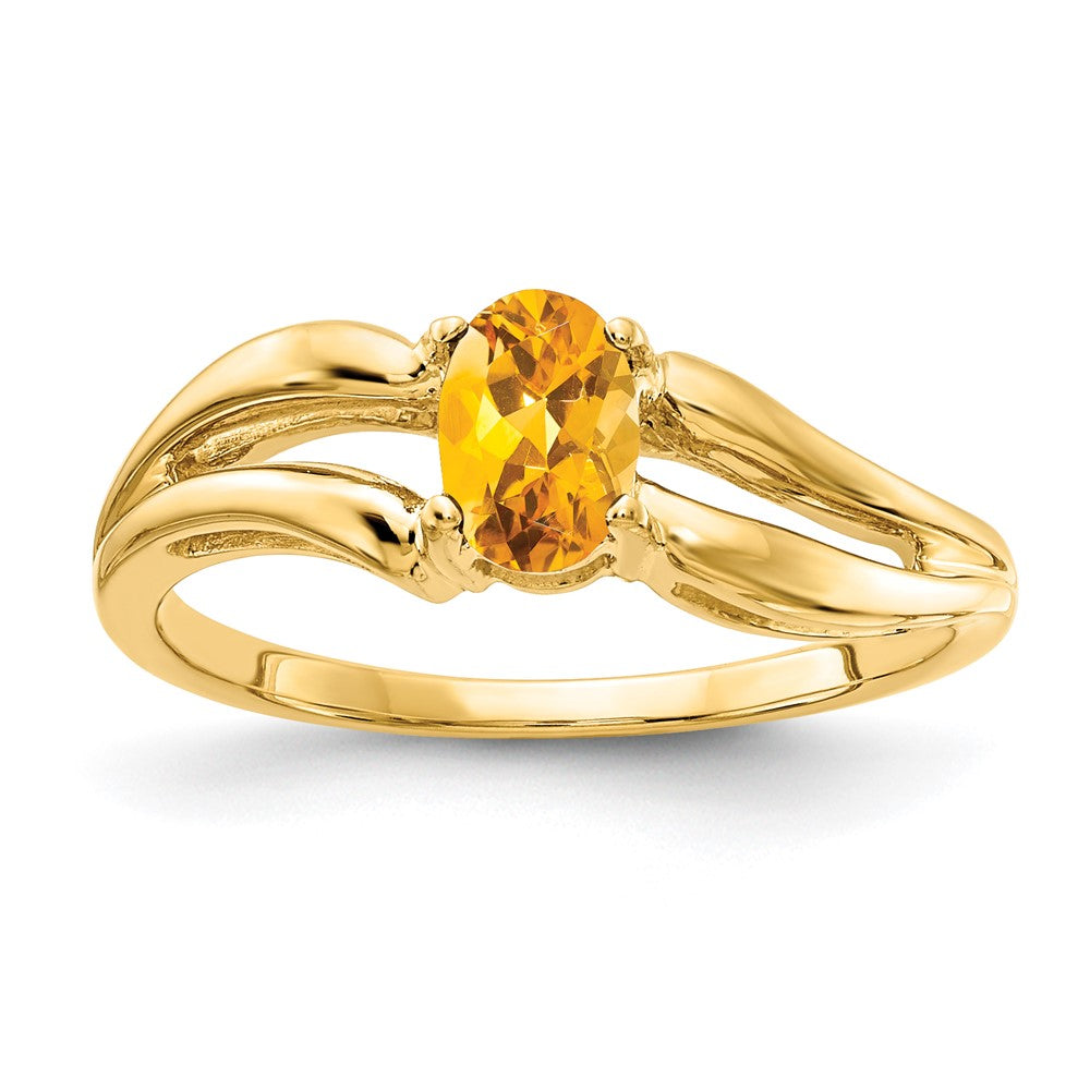 14K Yellow Gold 6x4mm Oval Citrine ring