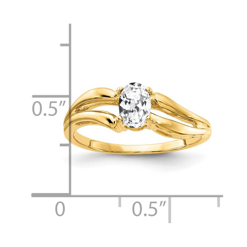 14K Yellow Gold 6x4mm Oval Cubic Zirconia ring