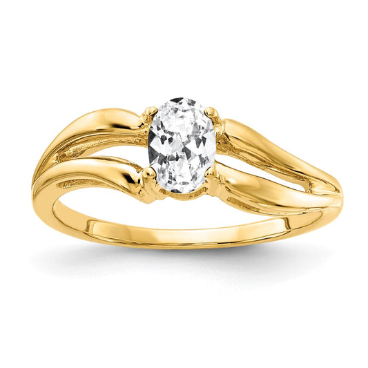 14K Yellow Gold 6x4mm Oval Cubic Zirconia ring