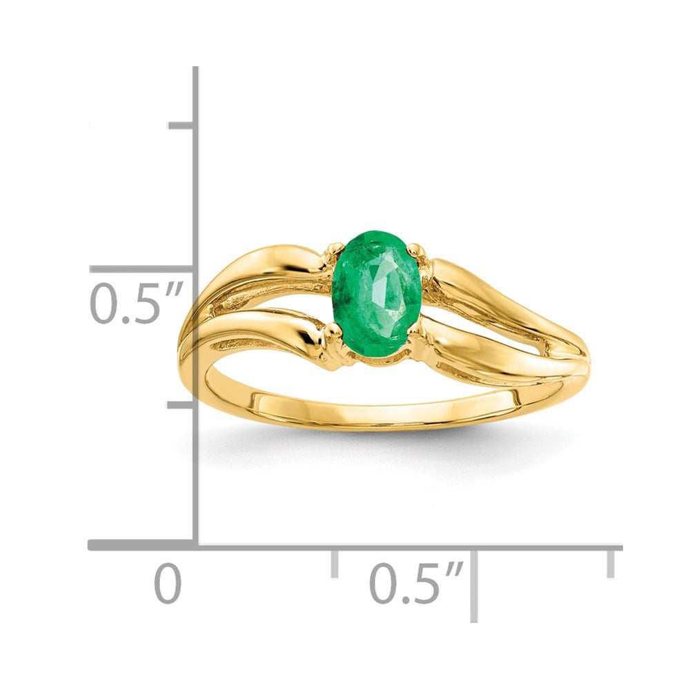 14K Yellow Gold 6x4mm Oval Emerald ring